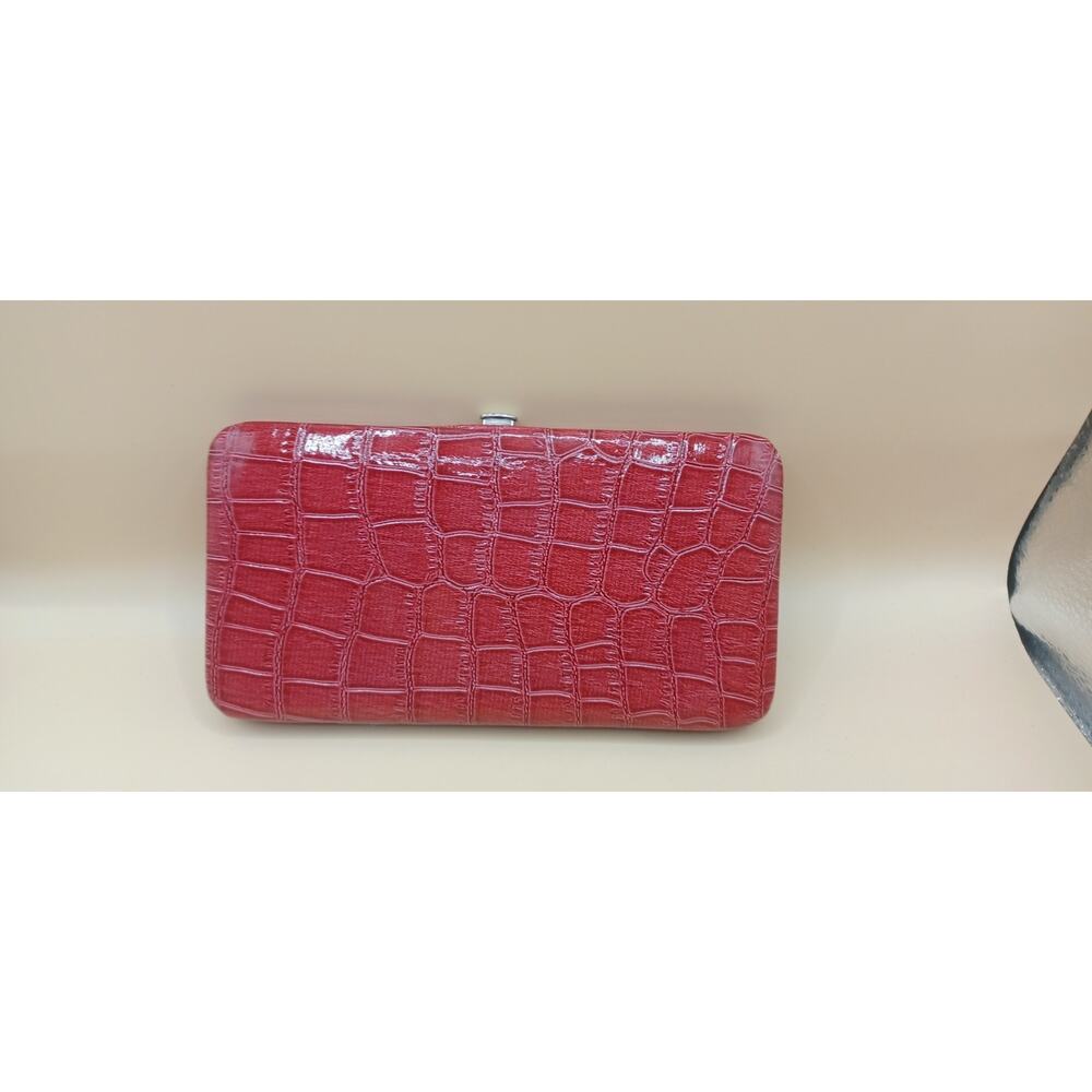 Unbranded Red Faux Croc Skin Style Snap Clutch Wallet
